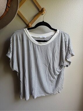 CJLA Striped Short-Sleeve Crewneck Top - White/Black